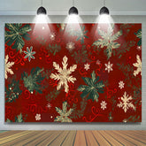 Lofaris Vintage Green Gold Snowflake Christmas Backdrop